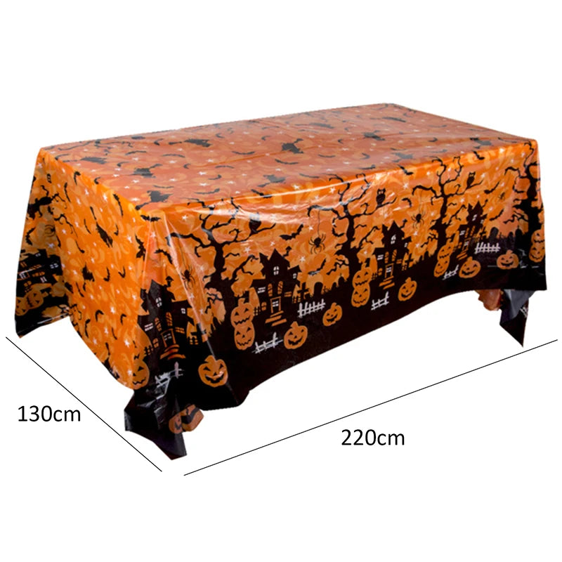 Halloween Decoration Tablecloth Pumpkin Spider Web Plastic Folding Setsholidayparty Hometableclothsuppliesbackdroparrangement