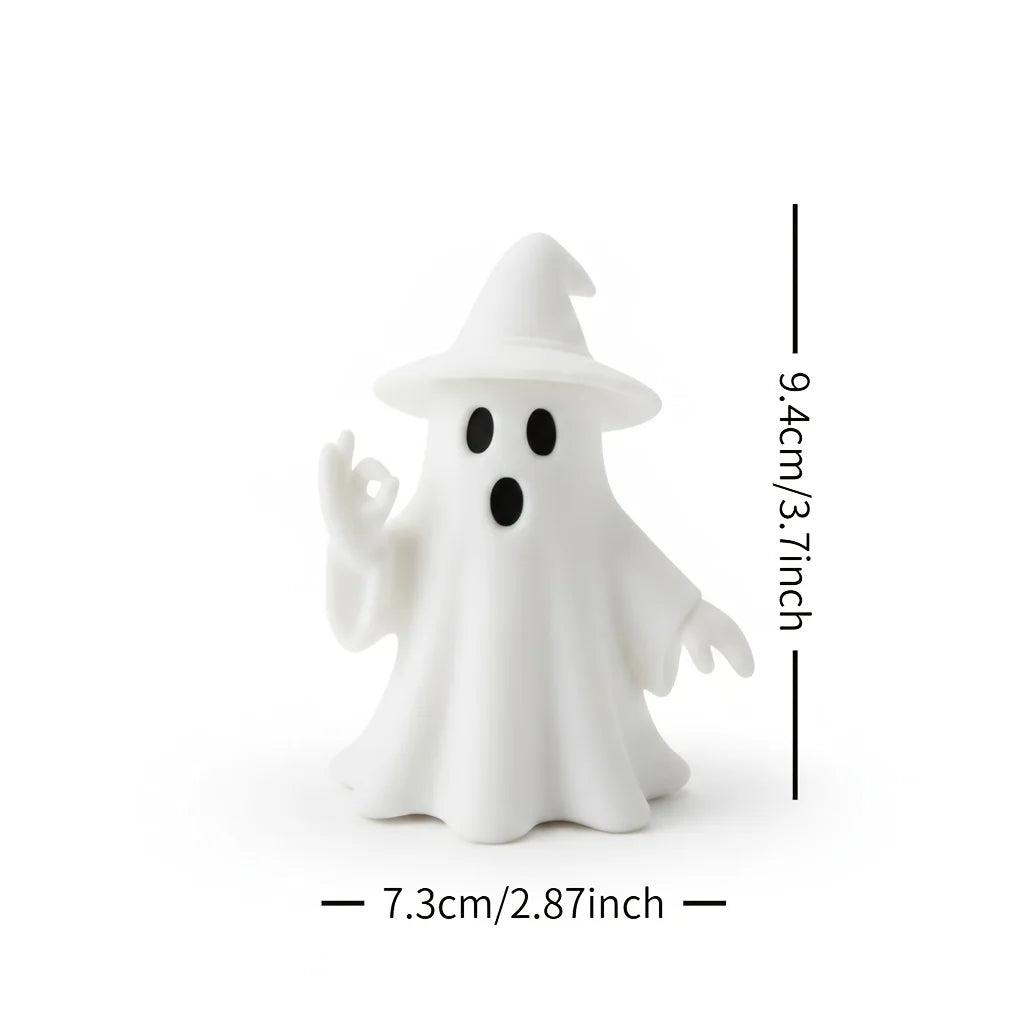 Halloween ghost ornament, 3D printed funny ghost figurine in an OK pose, suitable for home decoration, living room, bedroom