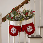 Christmas Gloves Wreath with Light with Light Design Wreath Hanging Ornaments for Christmas Indoor Outdoor Wall Decor