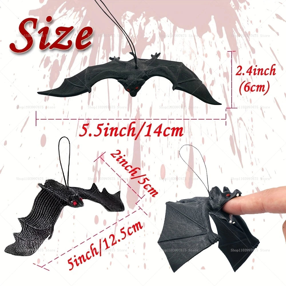 12PCS Halloween Hanging Bat Ornaments Mixed Sizes Realistic Simulation Bat Holiday Halloween Party Day of the Dead Decorations