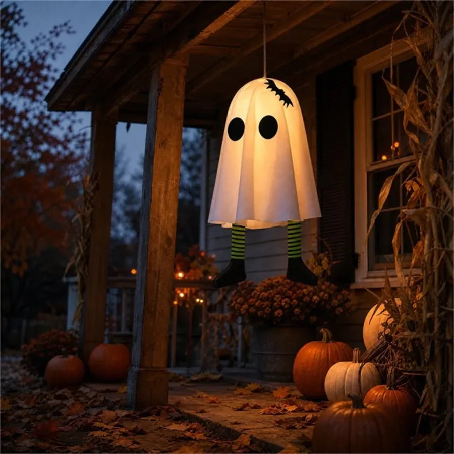 Halloween LED Ghost Pendant Lights, Glowing Wizard Hat Ghost Lantern Decorations, Spooky Hanging Ornaments for Room, Home