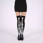 Halloween April Fools Day Theme Party Role Playing Horror Skull Print Long Tube Tight Stockings Costume Women Festival