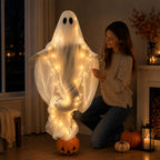 Halloween Pumpkin and Ghost Ambient Lights Outdoor Yard Decorations Ghost Garden Ornaments Haunted House Decoration Props