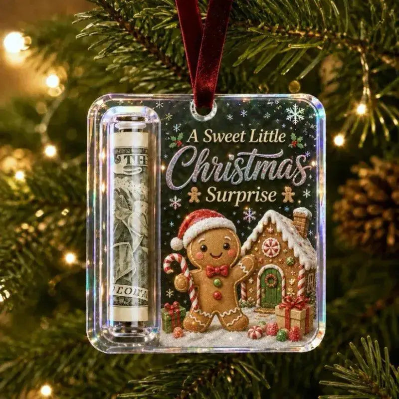 Christmas Cartoon Snowman Elk Santa Claus Acrylic Money Holder Merry Christmas Tree Hanging Ornaments Xmas Tree Pendant Gifts