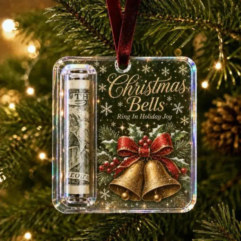 Christmas Cartoon Snowman Elk Santa Claus Acrylic Money Holder Merry Christmas Tree Hanging Ornaments Xmas Tree Pendant Gifts