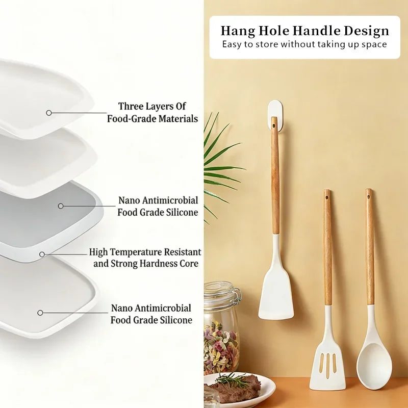 19-in-1 Kitchen Knife & Silicone Utensil Combo Set, Heat Resistant Cooking Tools with Detachable Storage Organizer