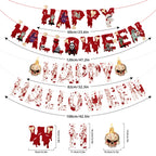 Halloween Ceiling Hangings: Skeletons, Mummies, Bloodstained Handprints, Bat Garlands. Kids Halloween Home Decor
