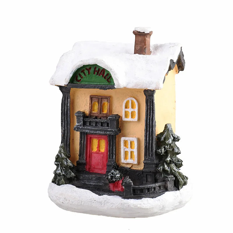 Christmas Led Light House Christmas Tree Ornaments LED Resin Small Village House Xmas Glow Decor Gift Happy New Year Decors DC05