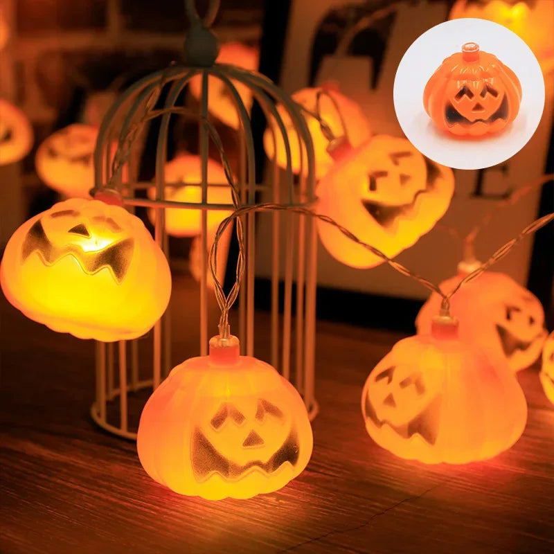 Halloween Led Lights String Twinkle Party Festoon Light Decoration Skull Pumpkin Bat Outdoor Lights Garland Street Portable