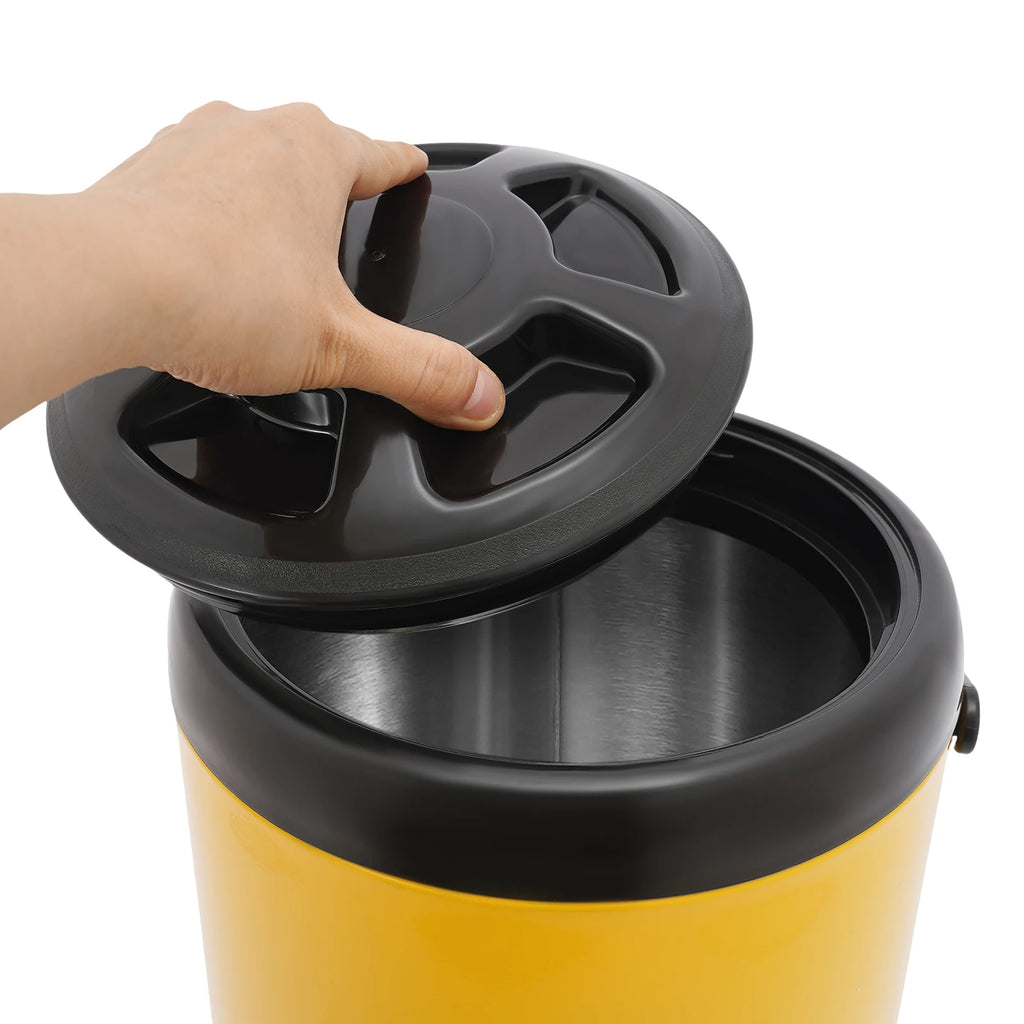 10L Stainless Steel Insulated Beverage Dispenser, Yellow Round Tabletop Drink Server with Spout, Hot & Cold Drink Dispenser