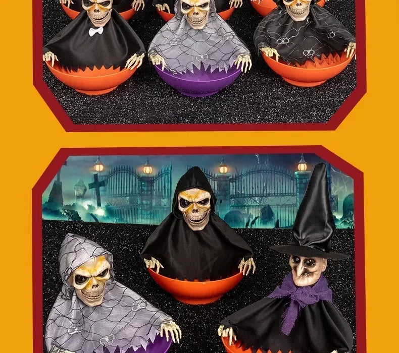 Halloween Skeleton Hand Candy Bowl with Light Up Red Eyes Spooky Sound Effects for Haunted House Party Decoration  ﻿
