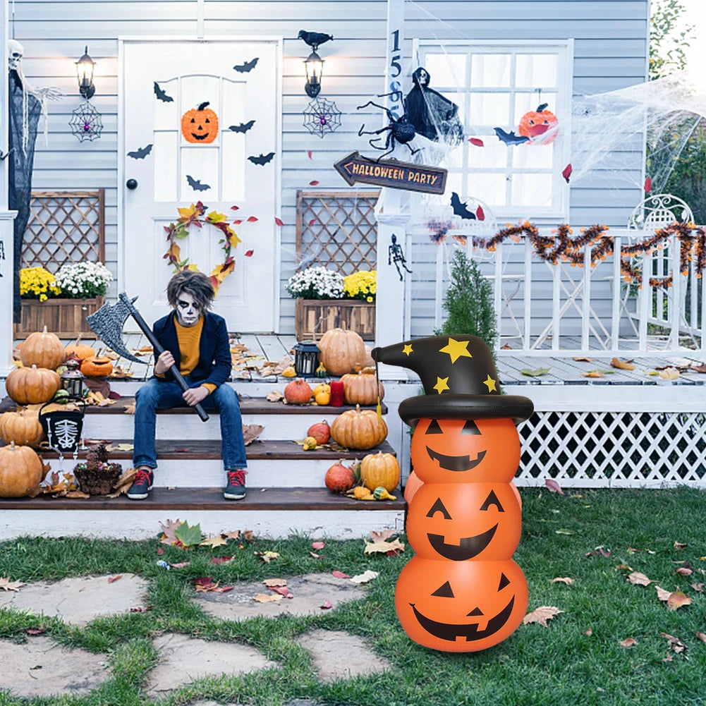 Halloween Standing Inflatable Pumpkin Windproof Inflatable Pumpkin Ghost Horror Festival Theme Indoor Outdoor Garden Decorations