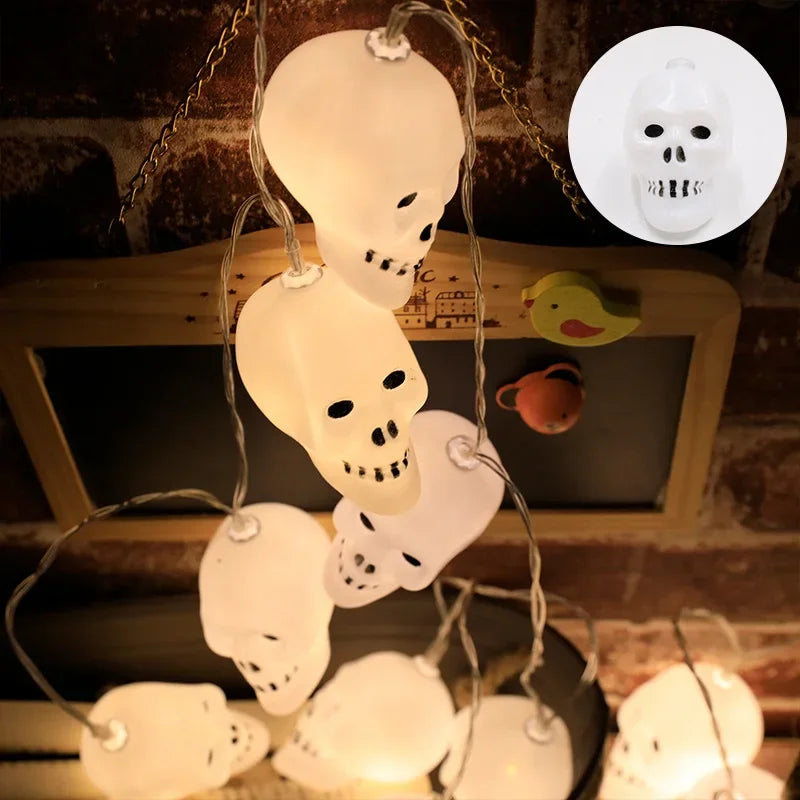Halloween Led Lights String Twinkle Party Festoon Light Decoration Skull Pumpkin Bat Outdoor Lights Garland Street Portable