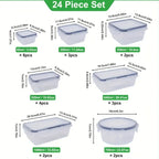 48PCS BPA-Free Food Storage Set – 24 Airtight Containers with Lids & Labels for Kitchen, Pantry & Travel