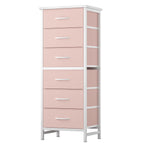 JHK Tall 6 Fabric Drawer Dresser  for Bedroom Wood Top and Metal Frame Skinny Chest of Drawers Narrow Storage Tower with Organization Furniture