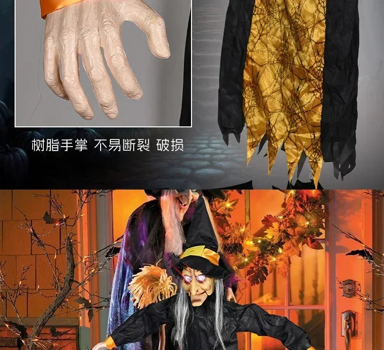 Halloween Witch Ghost Decor Horror Pendant Glowing Prank Props Electric Toys Haunted House Bar Club Home Festival Decoration