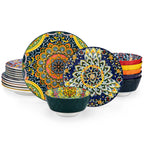 Vancasso 12/16/18/24 Piece Ceramic Dinnerware Set Stoneware Bohemian Style with Dinner/Dessert Plate/Cereal/Pasta Bowl For 6