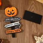 Halloween Wooden Ornament Ghost Pumpkin Skull Horror Desktop Decoration For Kids Halloween Party Supplies