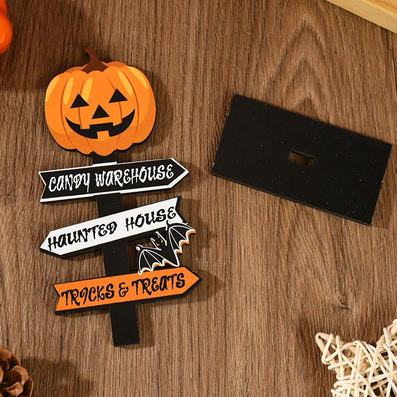 Halloween Wooden Ornament Ghost Pumpkin Skull Horror Desktop Decoration For Kids Halloween Party Supplies