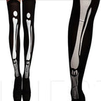 Halloween April Fools Day Theme Party Role Playing Horror Skull Print Long Tube Tight Stockings Costume Women Festival