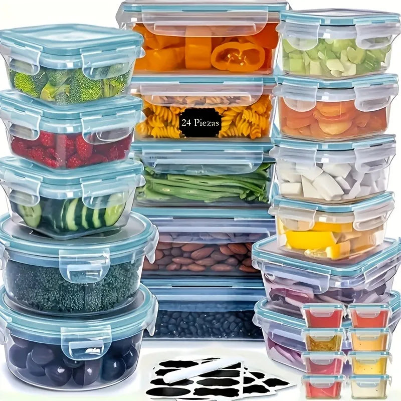 48PCS BPA-Free Food Storage Set – 24 Airtight Containers with Lids & Labels for Kitchen, Pantry & Travel
