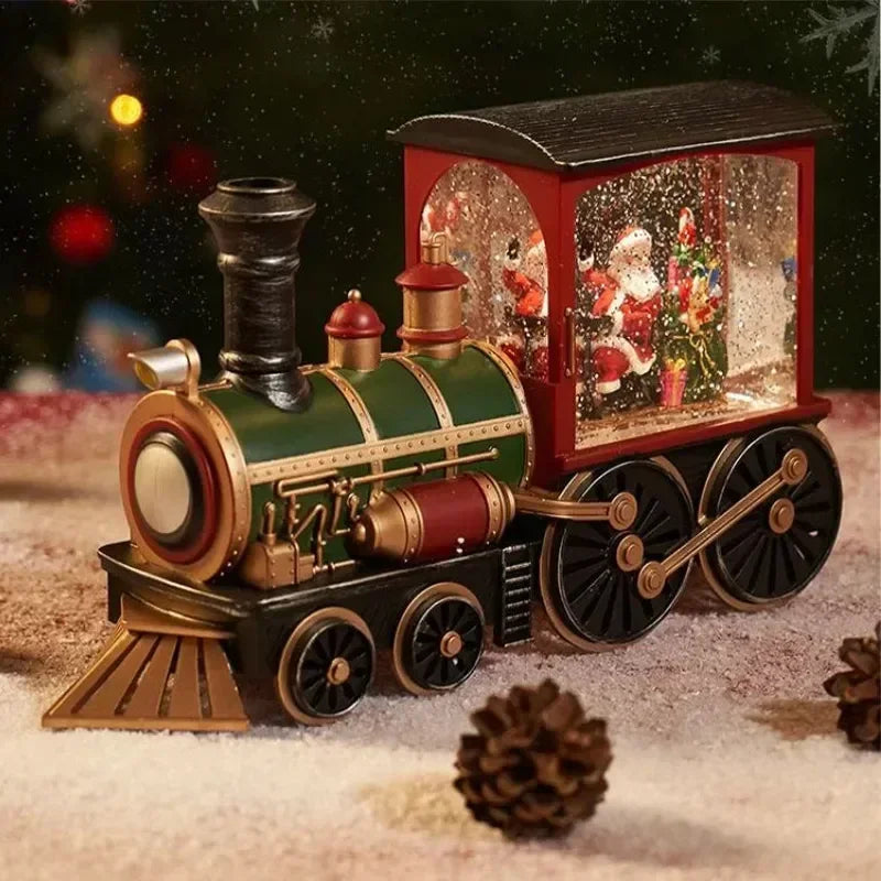 Christmas Gift Christmas Crystal Ball Ornaments LED Lights Train Santa Claus Merry Christmas Decoration for Home Party Xmas