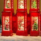 Christmas Phone Booth Lights Santa Claus Snowman Gifts Window Scene Ornament Christmas Party Decortion Xmas Party Home