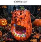 Halloween Horror Skull Face Pumpkin Candy Storage Box Voice-activated Glowing Pumpkin Ornaments Holiday Decorations  Birthday