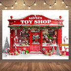 Christmas Photography Backdrop Vinyl Santa's Toy Shop Decoration Backdrop for Xmas Party Supplies Photo Background Studio Decor