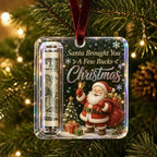 Christmas Cartoon Snowman Elk Santa Claus Acrylic Money Holder Merry Christmas Tree Hanging Ornaments Xmas Tree Pendant Gifts