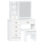 Makeup Vanities Vanity Desk with Sliding Mirror, Bedroom Dressing Table, Makeup Desk with 6 Drawers Bedroom Furniture