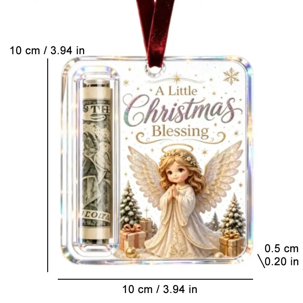 Christmas Cartoon Snowman Elk Santa Claus Acrylic Money Holder Merry Christmas Tree Hanging Ornaments Xmas Tree Pendant Gifts