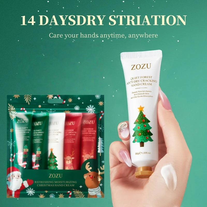 Christmas Hand Cream Set, Contains 3 Styles, Each 30g, Contains Niacinamide, Hyaluronic Acid and Other Ingredients, Moisturizing Texture, Nourishes the Skin, and Has a Light Fragrance Seasonal Maintenance, Christmas-Themed Pa