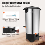 SucceBuy Commercial Coffee Urn 50 Cups Stainless Steel Large Coffee Dispenser 1000W Electric Coffee Maker Urn For Quick Brewing