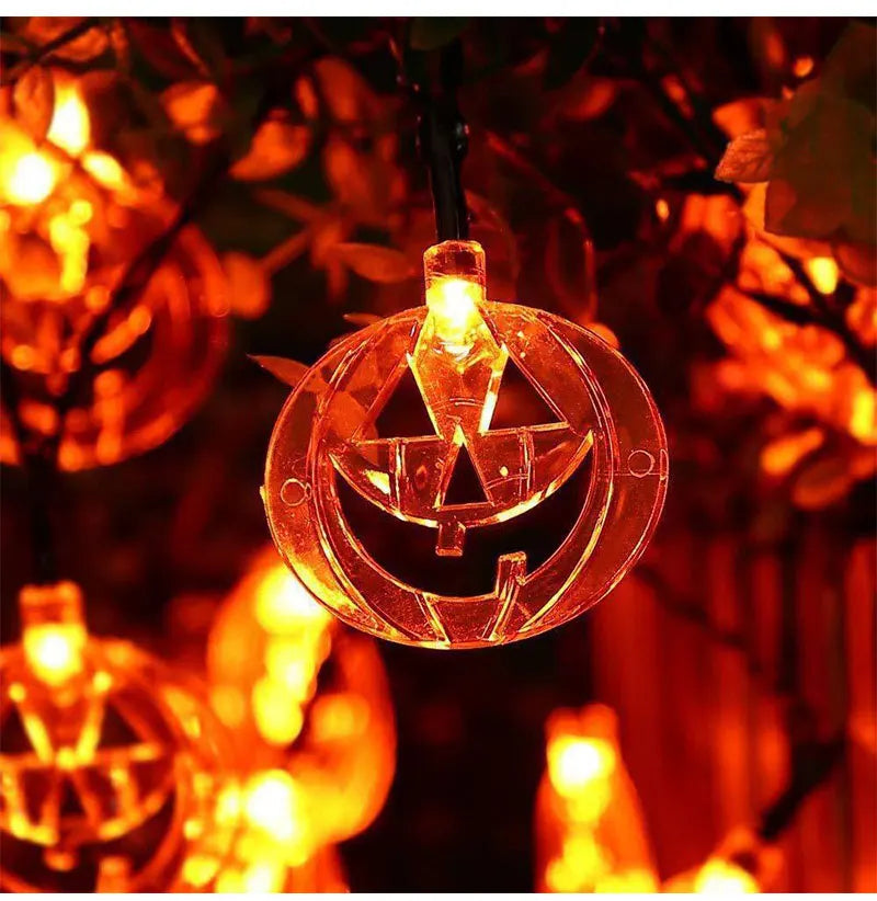 Halloween Led Lights String Twinkle Party Festoon Light Decoration Skull Pumpkin Bat Outdoor Lights Garland Street Portable