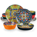 Vancasso 12/16/18/24 Piece Ceramic Dinnerware Set Stoneware Bohemian Style with Dinner/Dessert Plate/Cereal/Pasta Bowl For 6