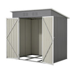 6x4 Ft Heavy Duty Metal Outdoor Storage Shed Lockable Double Doors with Floor Frame All Weather Utility Cabinet Backyard Patio