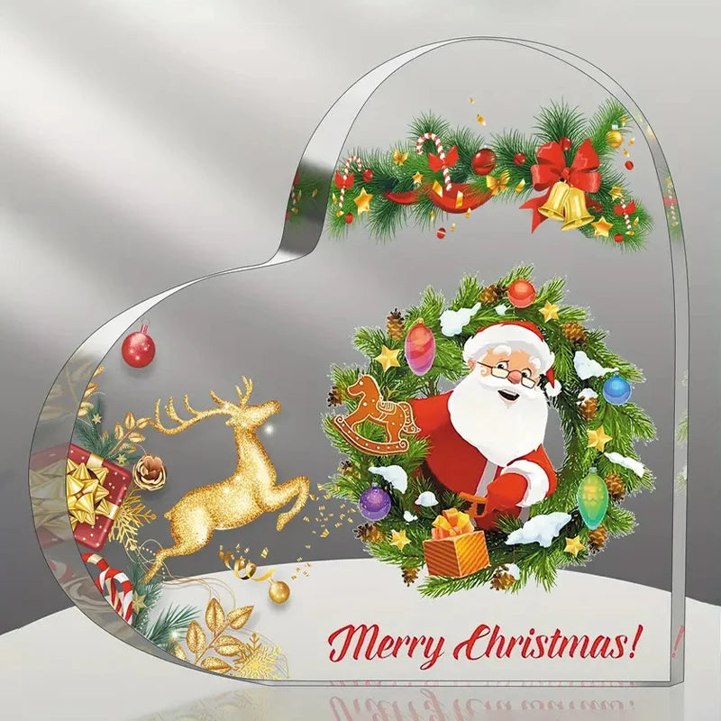Christmas Atmosphere Heart Acrylic Ornament Desktop Decoration Transparent Stand