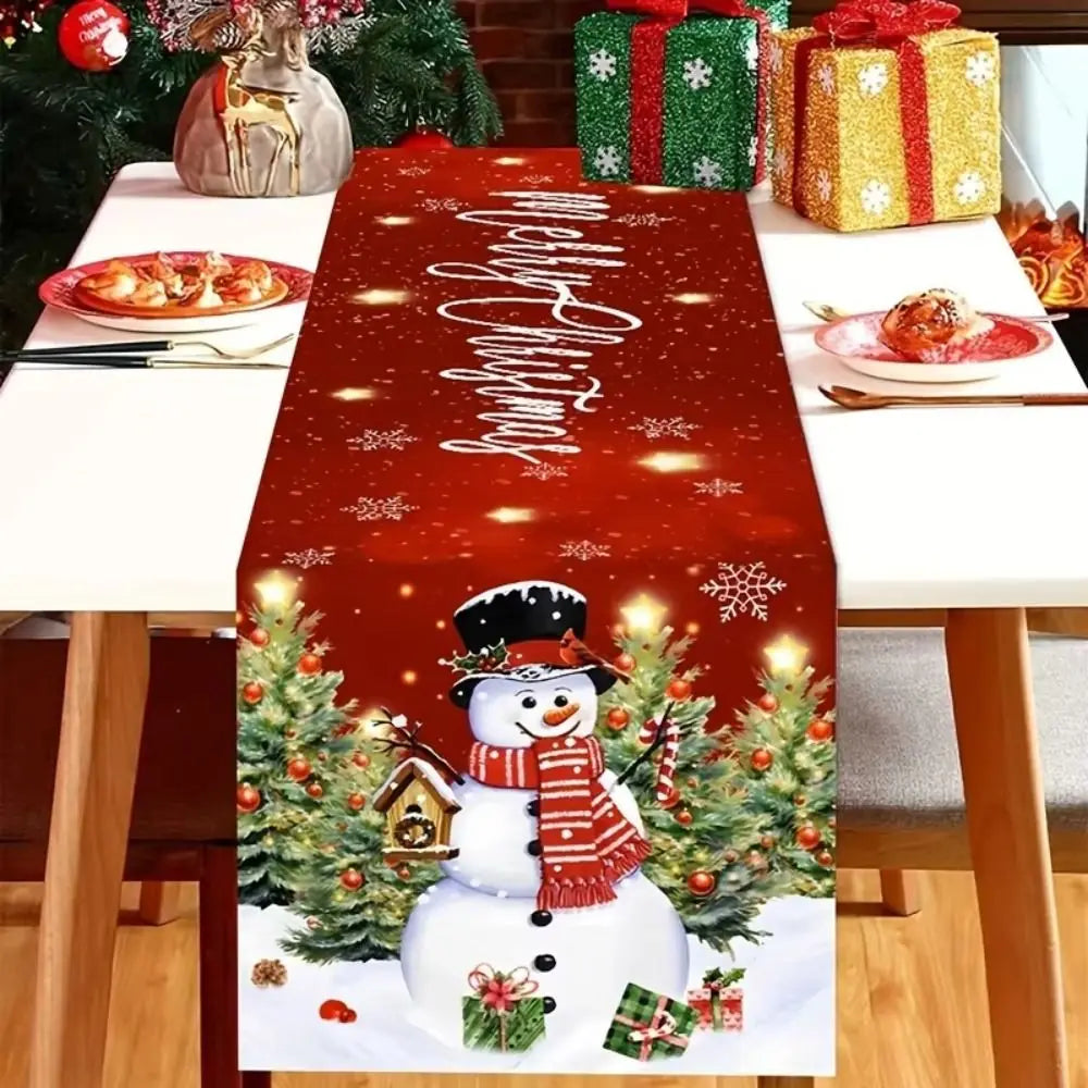 New New Year Christmas Table Runner Snowman Santa Claus Christmas Tablecloth Navidad Gift Elk Table Decor Christmas Party