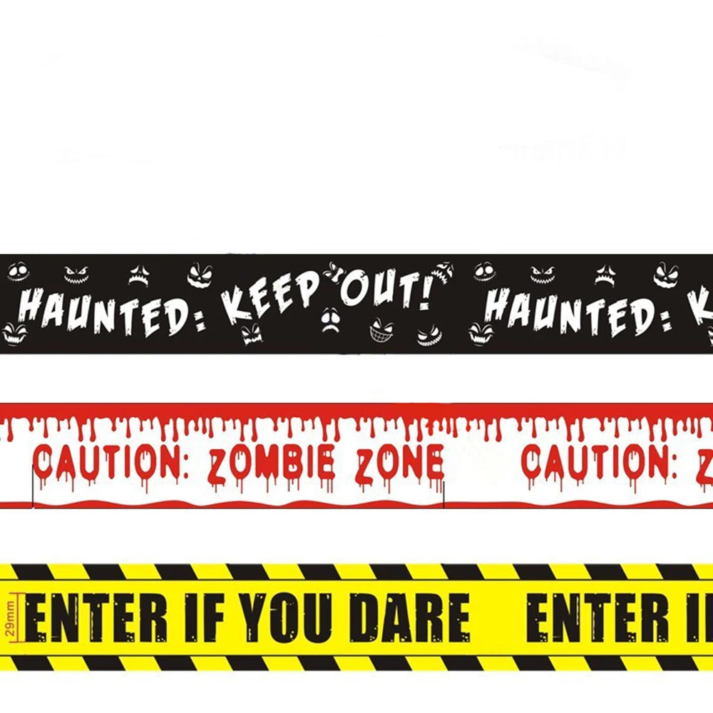 Halloween Party Decoration Warning Tape Scary Caution Tape Roll Hazard Warning Tape Indoor Outdoor Spooky DIY Prop Decorations