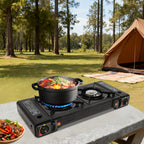 Portable Dual-Burner Camping Stove with Carrying Case 2500W Power Per Burner Ideal for Outdoor Cooking Picnics Camping Trips