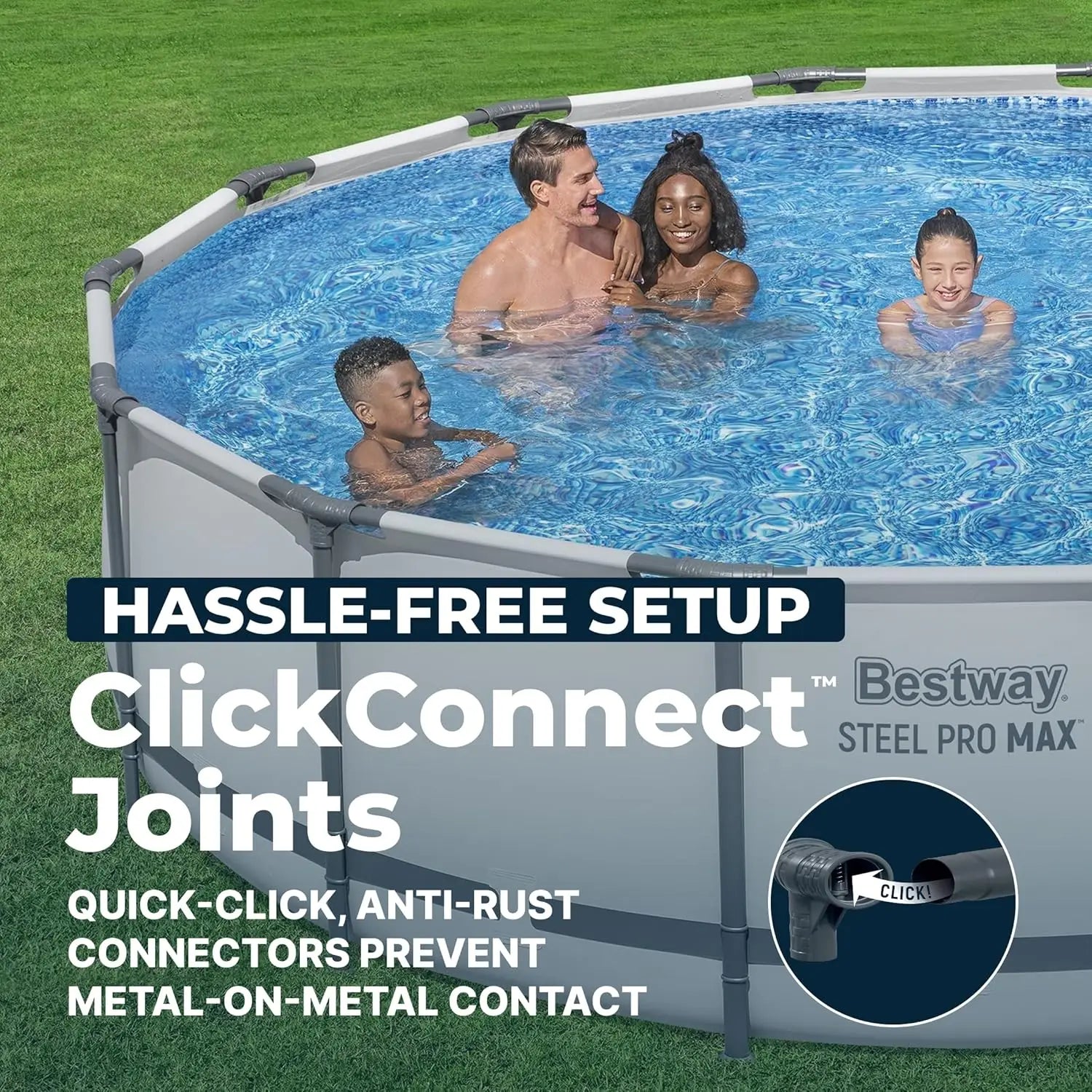Steel Pro MAX  Above Ground Pool, Round Metal Frame Outdoor Swimming Pool Set with Filter Pump, Ladder, and, Custom