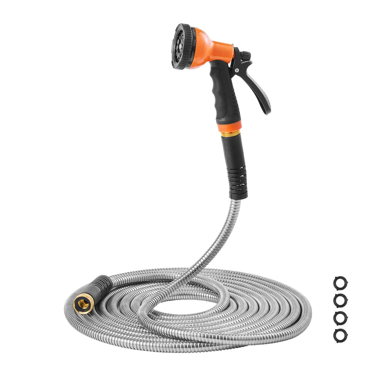Metal Garden Hose 50 ft, Rust Proof Stainless Steel Water Hose, Heavy Duty Backyard Hose with 10 Function Nozzle, No-Kink & Flexible Water Pipe, Lightweight Metal Hose for Yard, Outdoor