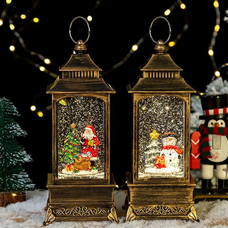 LED Christmas Lanterns Crystal Balls Music Boxes Snowflakes Snowfall Lanterns Christmas and New Year Gifts Hanging Ornaments