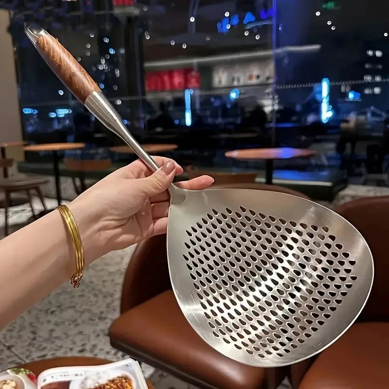 Stainless Steel Spider Strainer Skimmer Ladle for Cooking and Frying, Kitchen Utensils Wire Strainer Pasta Spoon