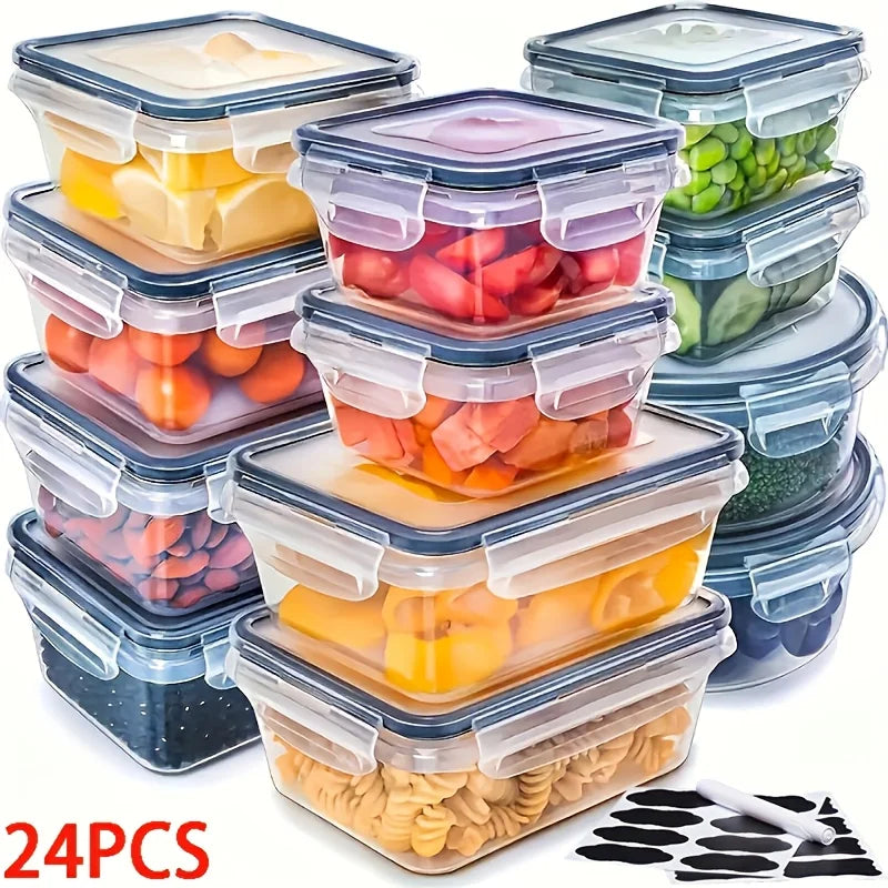 48PCS BPA-Free Food Storage Set – 24 Airtight Containers with Lids & Labels for Kitchen, Pantry & Travel