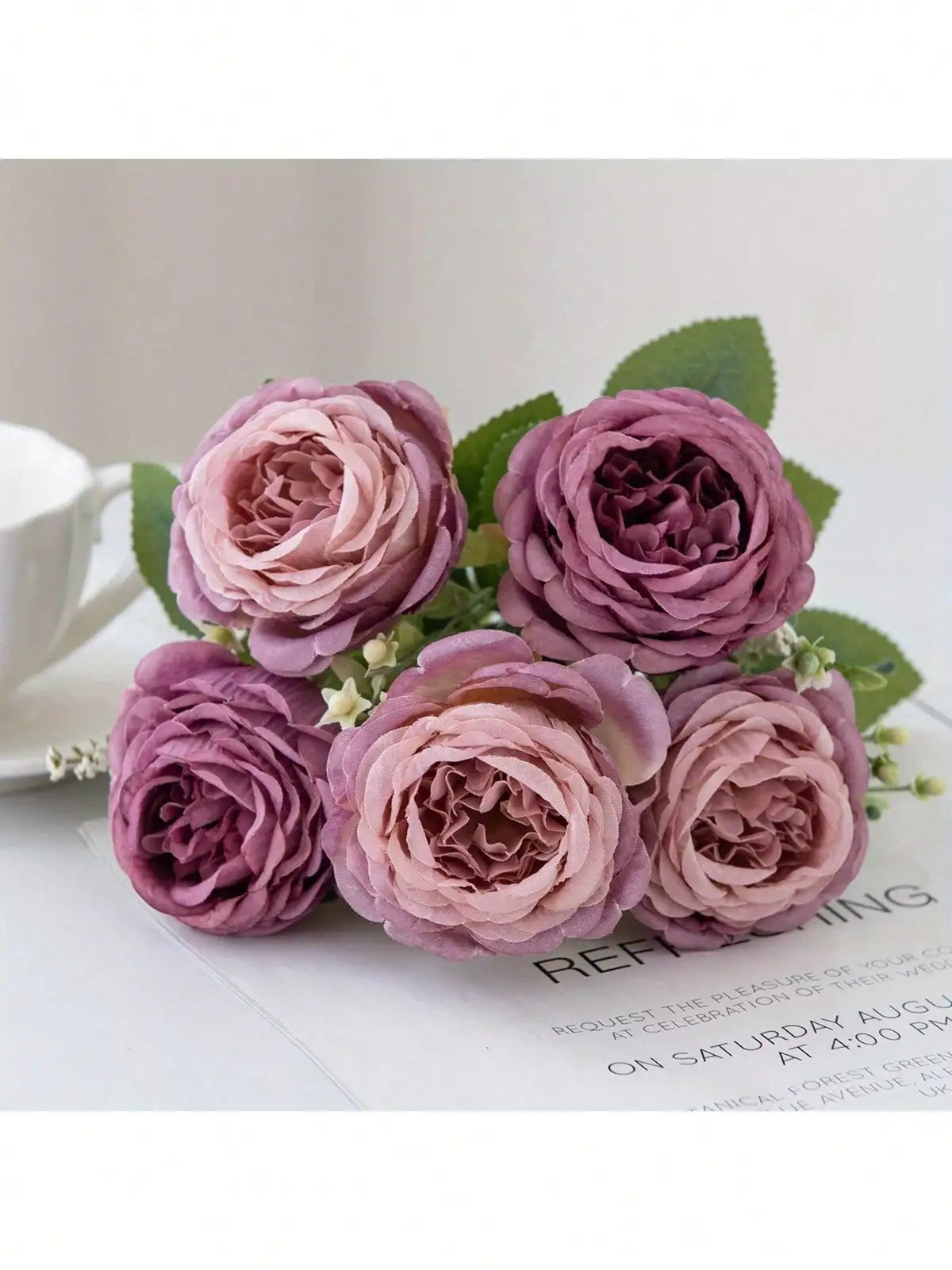 4pcs Artificial Peony Flowers - UV Resistant Real Touch Fake Bouquet For Garden Patio Wedding Engagement Decor, Versatile Home Decor Without Container
