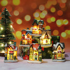 Christmas Led Light House Christmas Tree Ornaments LED Resin Small Village House Xmas Glow Decor Gift Happy New Year Decors DC05