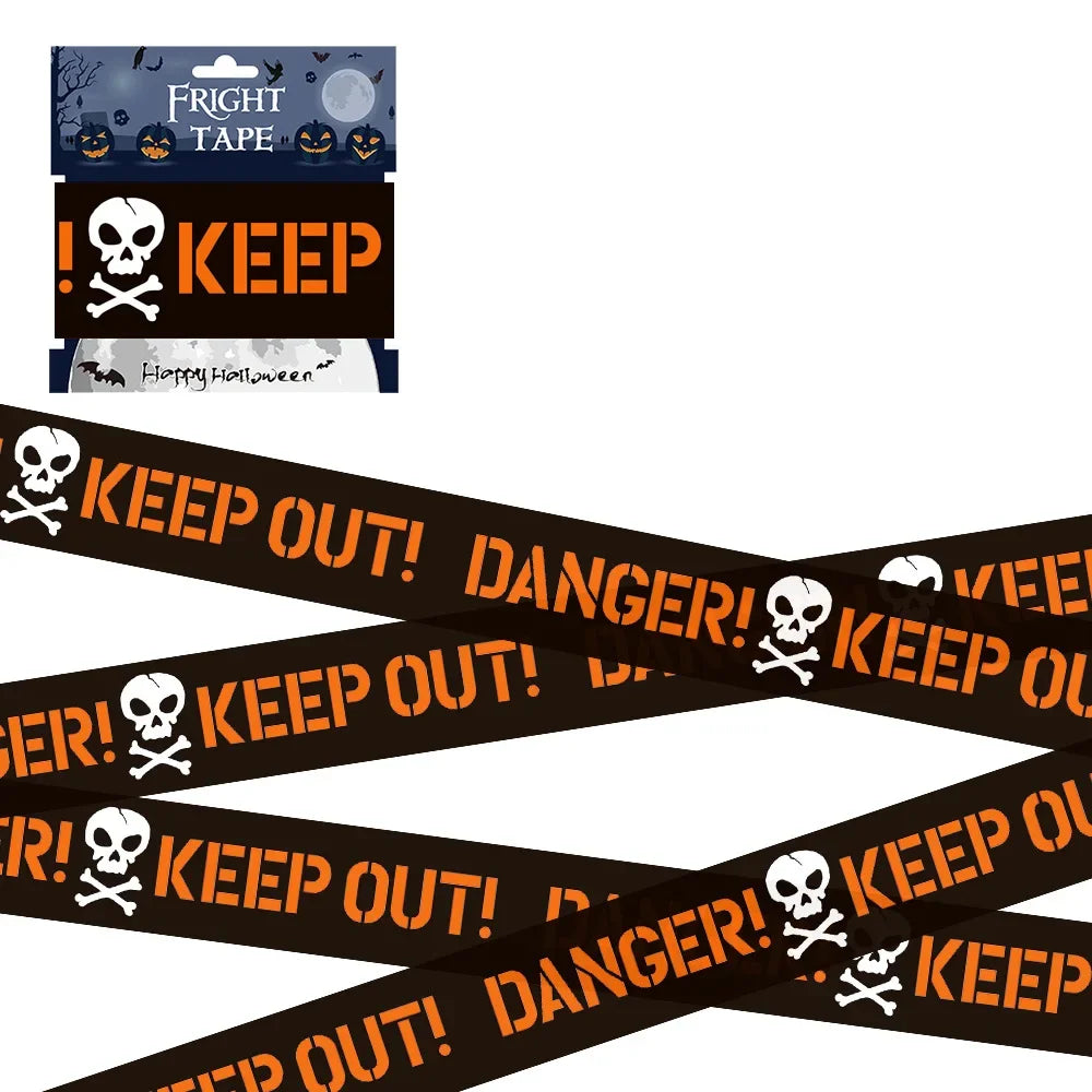 Halloween Party Decoration Warning Tape Scary Caution Tape Roll Hazard Warning Tape Indoor Outdoor Spooky DIY Prop Decorations