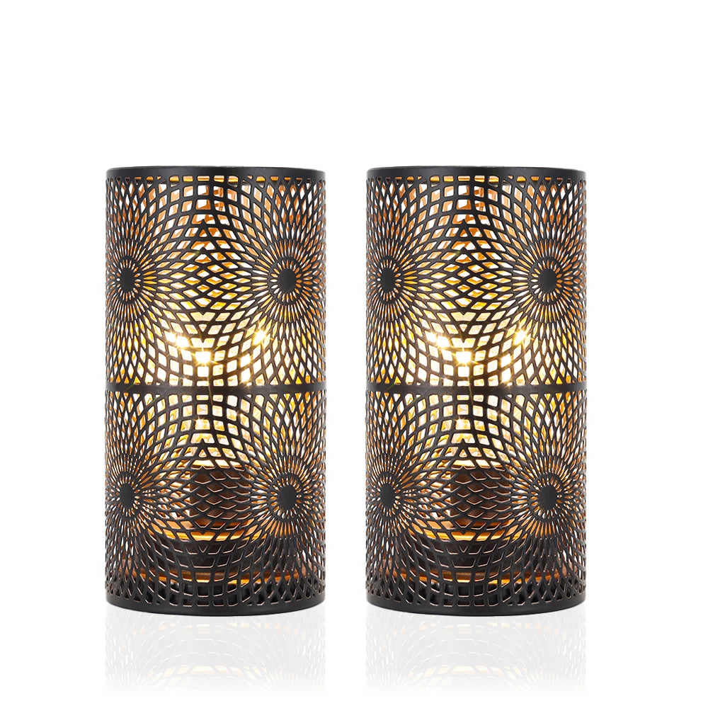 2Pcs Table Metal lamp Battery Powered Cordless Lamp Battery Operated Led Lantern for Patio Events Weddings Parties Home Decor